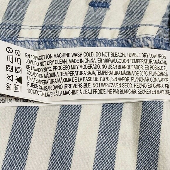 Forever 21 Blue White Striped Button Front Mini Skirt Medium NWT - Picture 4 of 5